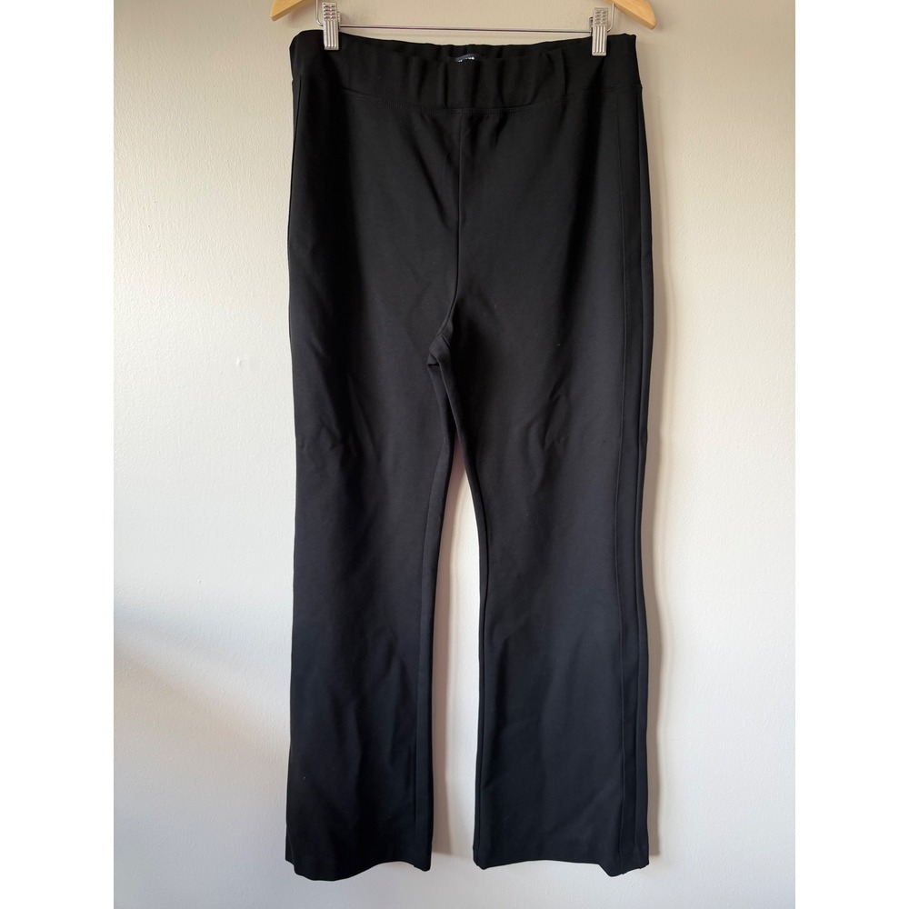 Maeve Anthropologie Pull On Flare Pants Large Black High Rise Stretch Trousers